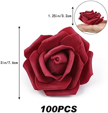 100Pcs Artificial Foam Roses Flowers Heads, 3in Stemless Lilac Foam Fake Flowers Bulk for Crafts, Wall Decorations, DIY Wedding Receptions, Bridal Shower, Faux Bouquets, Party Home Decor(Lilac)