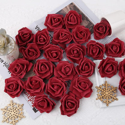 100Pcs Artificial Foam Roses Flowers Heads, 3in Stemless Lilac Foam Fake Flowers Bulk for Crafts, Wall Decorations, DIY Wedding Receptions, Bridal Shower, Faux Bouquets, Party Home Decor(Lilac)