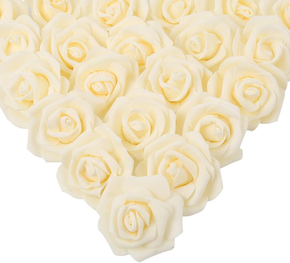 100Pcs Artificial Foam Roses Flowers Heads, 3in Stemless Lilac Foam Fake Flowers Bulk for Crafts, Wall Decorations, DIY Wedding Receptions, Bridal Shower, Faux Bouquets, Party Home Decor(Lilac)