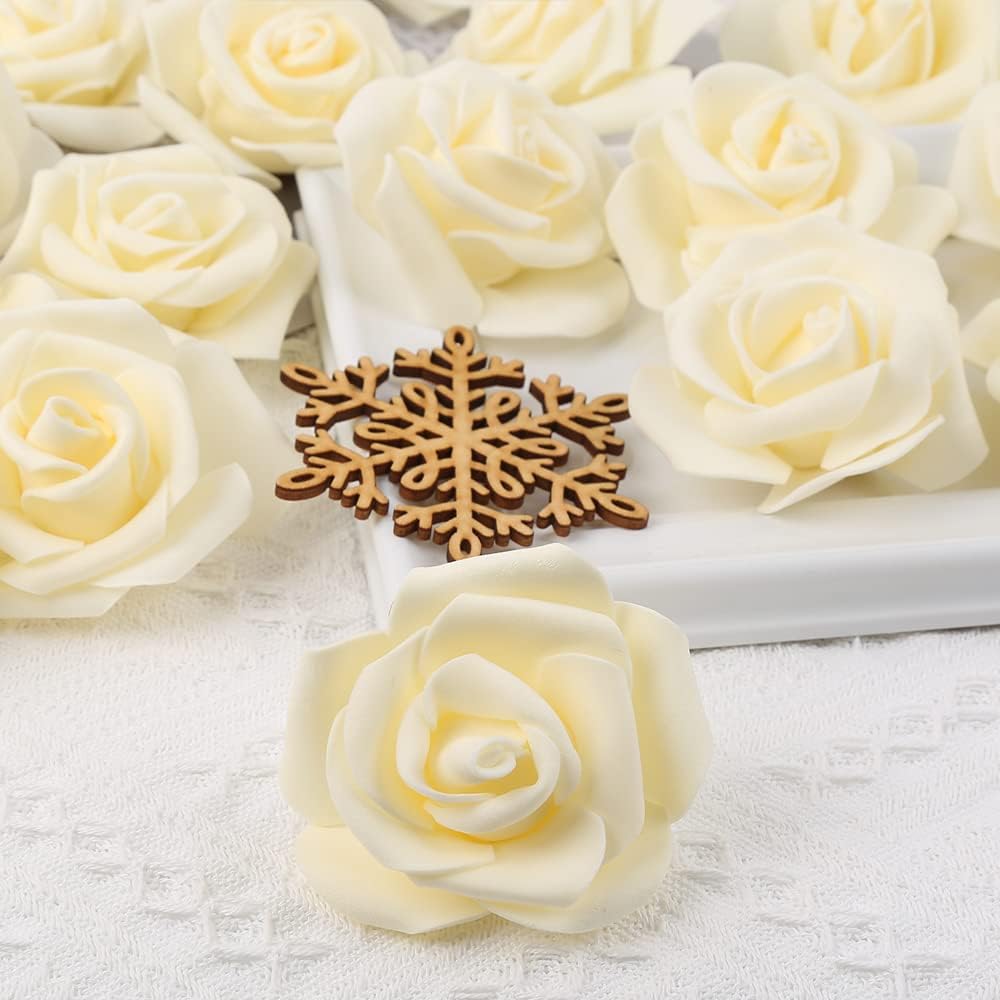 100Pcs Artificial Foam Roses Flowers Heads, 3in Stemless Lilac Foam Fake Flowers Bulk for Crafts, Wall Decorations, DIY Wedding Receptions, Bridal Shower, Faux Bouquets, Party Home Decor(Lilac)