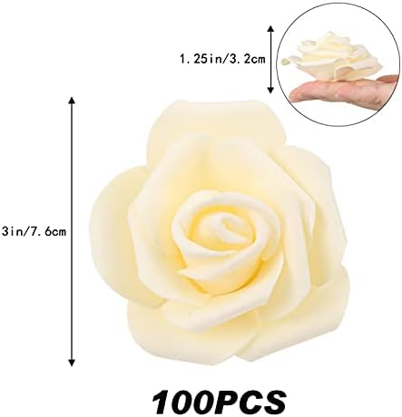 100Pcs Artificial Foam Roses Flowers Heads, 3in Stemless Lilac Foam Fake Flowers Bulk for Crafts, Wall Decorations, DIY Wedding Receptions, Bridal Shower, Faux Bouquets, Party Home Decor(Lilac)