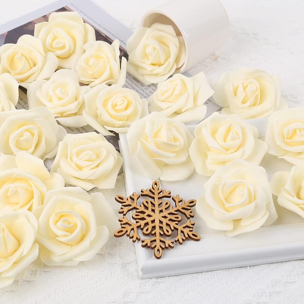 100Pcs Artificial Foam Roses Flowers Heads, 3in Stemless Lilac Foam Fake Flowers Bulk for Crafts, Wall Decorations, DIY Wedding Receptions, Bridal Shower, Faux Bouquets, Party Home Decor(Lilac)