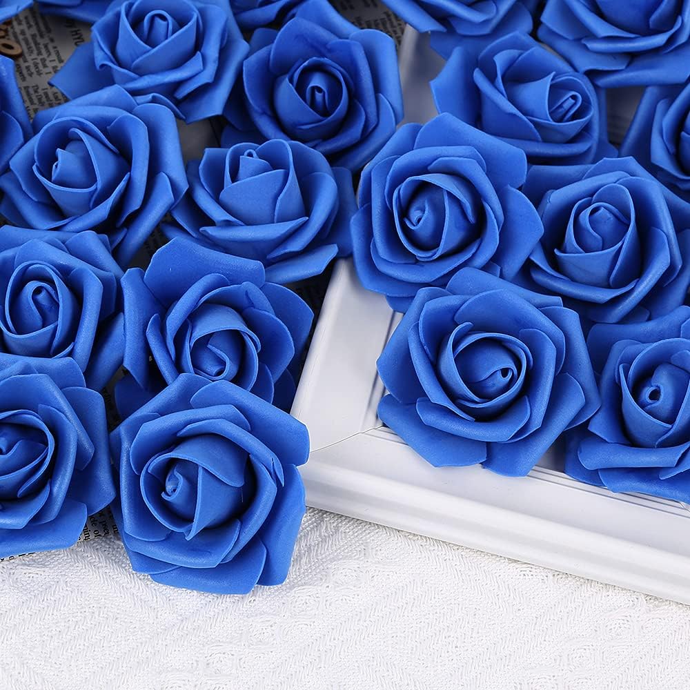 100Pcs Artificial Foam Roses Flowers Heads, 3in Stemless Lilac Foam Fake Flowers Bulk for Crafts, Wall Decorations, DIY Wedding Receptions, Bridal Shower, Faux Bouquets, Party Home Decor(Lilac)