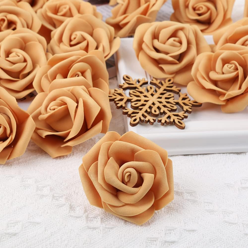 100Pcs Artificial Foam Roses Flowers Heads, 3in Stemless Lilac Foam Fake Flowers Bulk for Crafts, Wall Decorations, DIY Wedding Receptions, Bridal Shower, Faux Bouquets, Party Home Decor(Lilac)