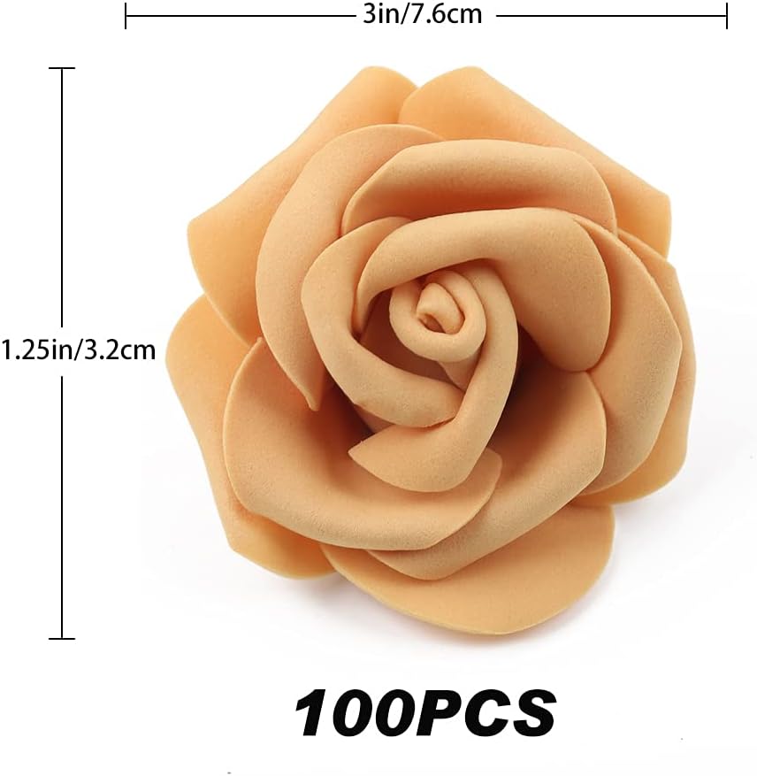 100Pcs Artificial Foam Roses Flowers Heads, 3in Stemless Lilac Foam Fake Flowers Bulk for Crafts, Wall Decorations, DIY Wedding Receptions, Bridal Shower, Faux Bouquets, Party Home Decor(Lilac)