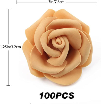 100Pcs Artificial Foam Roses Flowers Heads, 3in Stemless Lilac Foam Fake Flowers Bulk for Crafts, Wall Decorations, DIY Wedding Receptions, Bridal Shower, Faux Bouquets, Party Home Decor(Lilac)