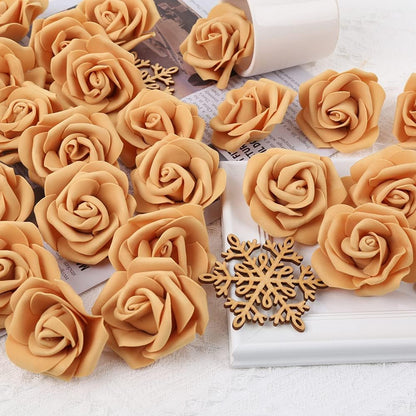 100Pcs Artificial Foam Roses Flowers Heads, 3in Stemless Lilac Foam Fake Flowers Bulk for Crafts, Wall Decorations, DIY Wedding Receptions, Bridal Shower, Faux Bouquets, Party Home Decor(Lilac)