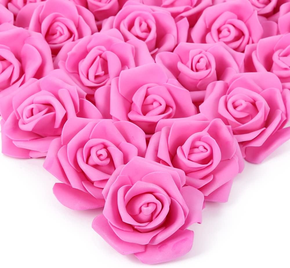 100Pcs Artificial Foam Roses Flowers Heads, 3in Stemless Lilac Foam Fake Flowers Bulk for Crafts, Wall Decorations, DIY Wedding Receptions, Bridal Shower, Faux Bouquets, Party Home Decor(Lilac)