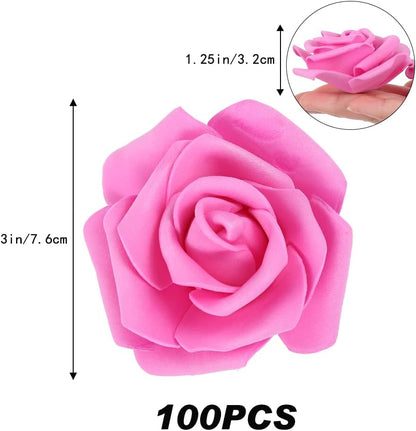 100Pcs Artificial Foam Roses Flowers Heads, 3in Stemless Lilac Foam Fake Flowers Bulk for Crafts, Wall Decorations, DIY Wedding Receptions, Bridal Shower, Faux Bouquets, Party Home Decor(Lilac)