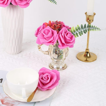 100Pcs Artificial Foam Roses Flowers Heads, 3in Stemless Lilac Foam Fake Flowers Bulk for Crafts, Wall Decorations, DIY Wedding Receptions, Bridal Shower, Faux Bouquets, Party Home Decor(Lilac)