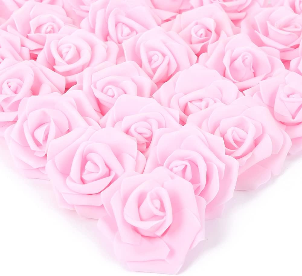 100Pcs Artificial Foam Roses Flowers Heads, 3in Stemless Lilac Foam Fake Flowers Bulk for Crafts, Wall Decorations, DIY Wedding Receptions, Bridal Shower, Faux Bouquets, Party Home Decor(Lilac)