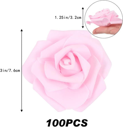 100Pcs Artificial Foam Roses Flowers Heads, 3in Stemless Lilac Foam Fake Flowers Bulk for Crafts, Wall Decorations, DIY Wedding Receptions, Bridal Shower, Faux Bouquets, Party Home Decor(Lilac)