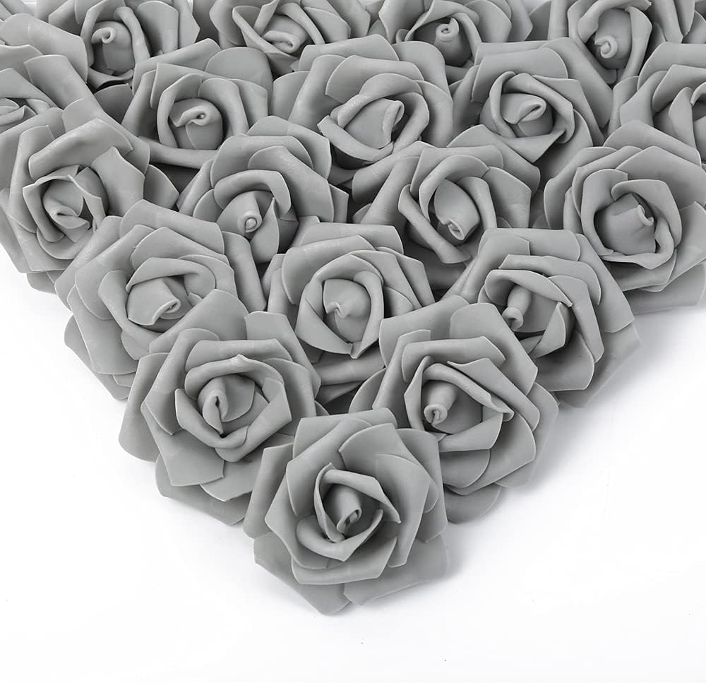 100Pcs Artificial Foam Roses Flowers Heads, 3in Stemless Lilac Foam Fake Flowers Bulk for Crafts, Wall Decorations, DIY Wedding Receptions, Bridal Shower, Faux Bouquets, Party Home Decor(Lilac)