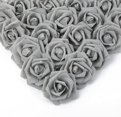 100Pcs Artificial Foam Roses Flowers Heads, 3in Stemless Lilac Foam Fake Flowers Bulk for Crafts, Wall Decorations, DIY Wedding Receptions, Bridal Shower, Faux Bouquets, Party Home Decor(Lilac)