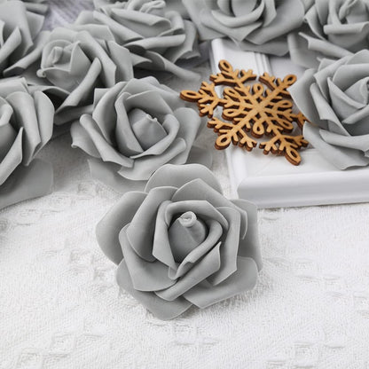 100Pcs Artificial Foam Roses Flowers Heads, 3in Stemless Lilac Foam Fake Flowers Bulk for Crafts, Wall Decorations, DIY Wedding Receptions, Bridal Shower, Faux Bouquets, Party Home Decor(Lilac)