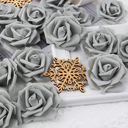 100Pcs Artificial Foam Roses Flowers Heads, 3in Stemless Lilac Foam Fake Flowers Bulk for Crafts, Wall Decorations, DIY Wedding Receptions, Bridal Shower, Faux Bouquets, Party Home Decor(Lilac)