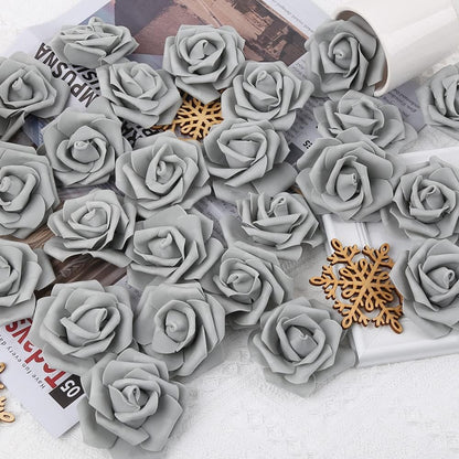 100Pcs Artificial Foam Roses Flowers Heads, 3in Stemless Lilac Foam Fake Flowers Bulk for Crafts, Wall Decorations, DIY Wedding Receptions, Bridal Shower, Faux Bouquets, Party Home Decor(Lilac)