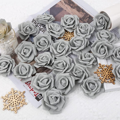 100Pcs Artificial Foam Roses Flowers Heads, 3in Stemless Lilac Foam Fake Flowers Bulk for Crafts, Wall Decorations, DIY Wedding Receptions, Bridal Shower, Faux Bouquets, Party Home Decor(Lilac)