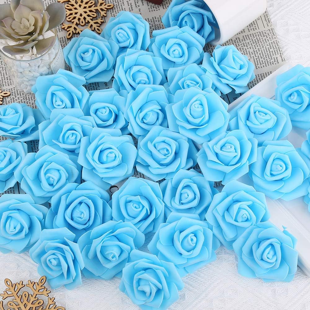 100Pcs Artificial Foam Roses Flowers Heads, 3in Stemless Lilac Foam Fake Flowers Bulk for Crafts, Wall Decorations, DIY Wedding Receptions, Bridal Shower, Faux Bouquets, Party Home Decor(Lilac)