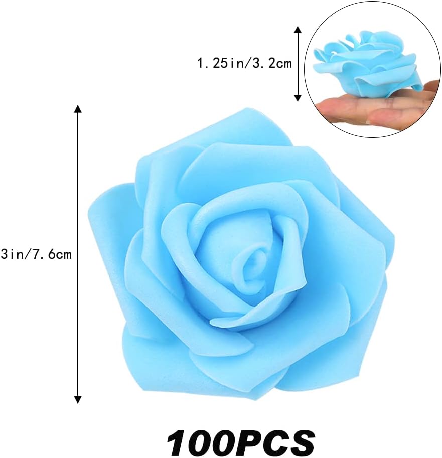 100Pcs Artificial Foam Roses Flowers Heads, 3in Stemless Lilac Foam Fake Flowers Bulk for Crafts, Wall Decorations, DIY Wedding Receptions, Bridal Shower, Faux Bouquets, Party Home Decor(Lilac)