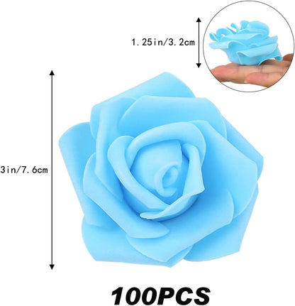 100Pcs Artificial Foam Roses Flowers Heads, 3in Stemless Lilac Foam Fake Flowers Bulk for Crafts, Wall Decorations, DIY Wedding Receptions, Bridal Shower, Faux Bouquets, Party Home Decor(Lilac)