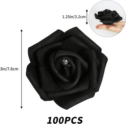 100Pcs Artificial Foam Roses Flowers Heads, 3in Stemless Lilac Foam Fake Flowers Bulk for Crafts, Wall Decorations, DIY Wedding Receptions, Bridal Shower, Faux Bouquets, Party Home Decor(Lilac)