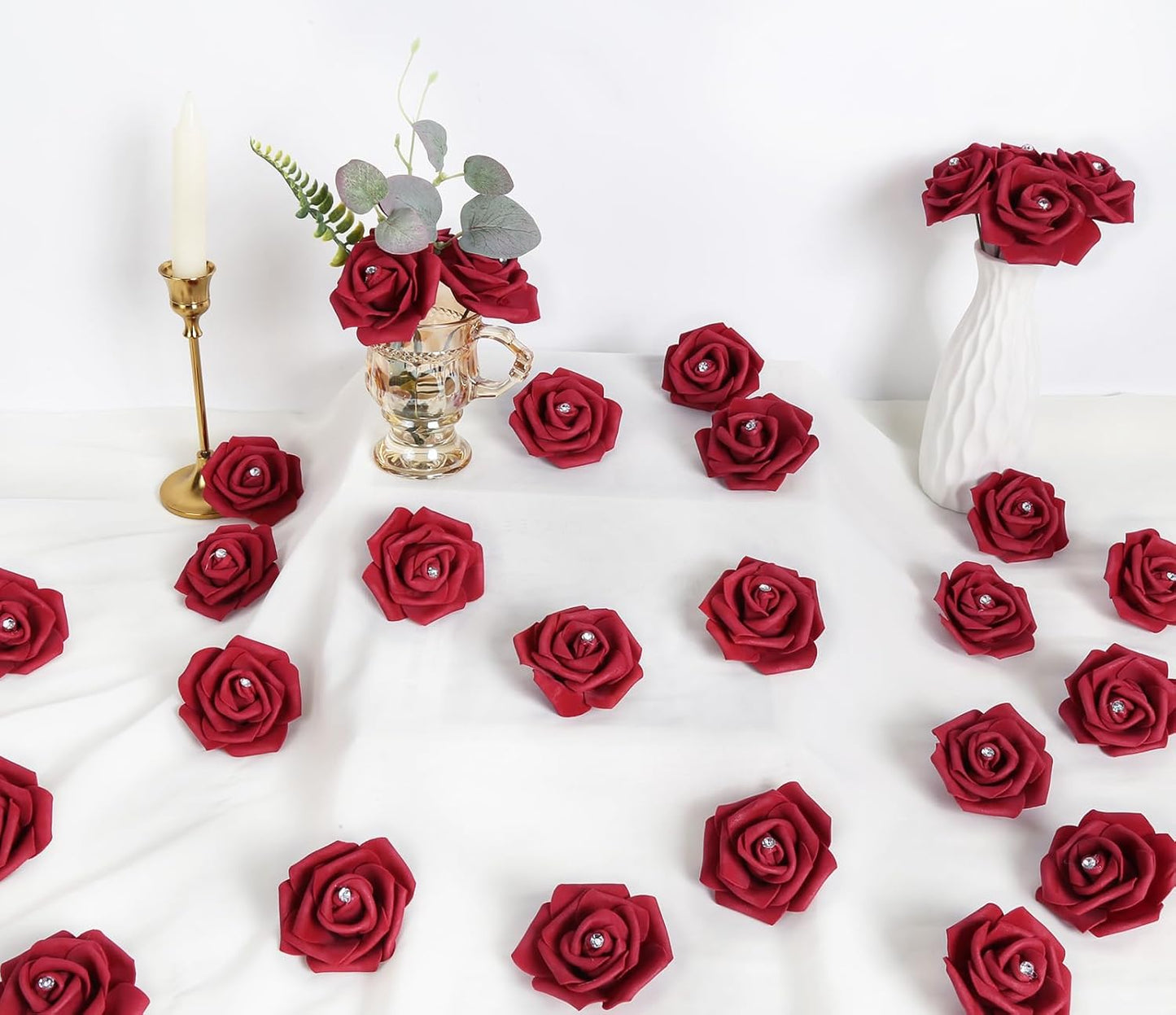 100Pcs Artificial Foam Roses Flowers Heads, 3in Stemless Lilac Foam Fake Flowers Bulk for Crafts, Wall Decorations, DIY Wedding Receptions, Bridal Shower, Faux Bouquets, Party Home Decor(Lilac)