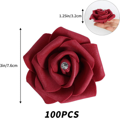100Pcs Artificial Foam Roses Flowers Heads, 3in Stemless Lilac Foam Fake Flowers Bulk for Crafts, Wall Decorations, DIY Wedding Receptions, Bridal Shower, Faux Bouquets, Party Home Decor(Lilac)