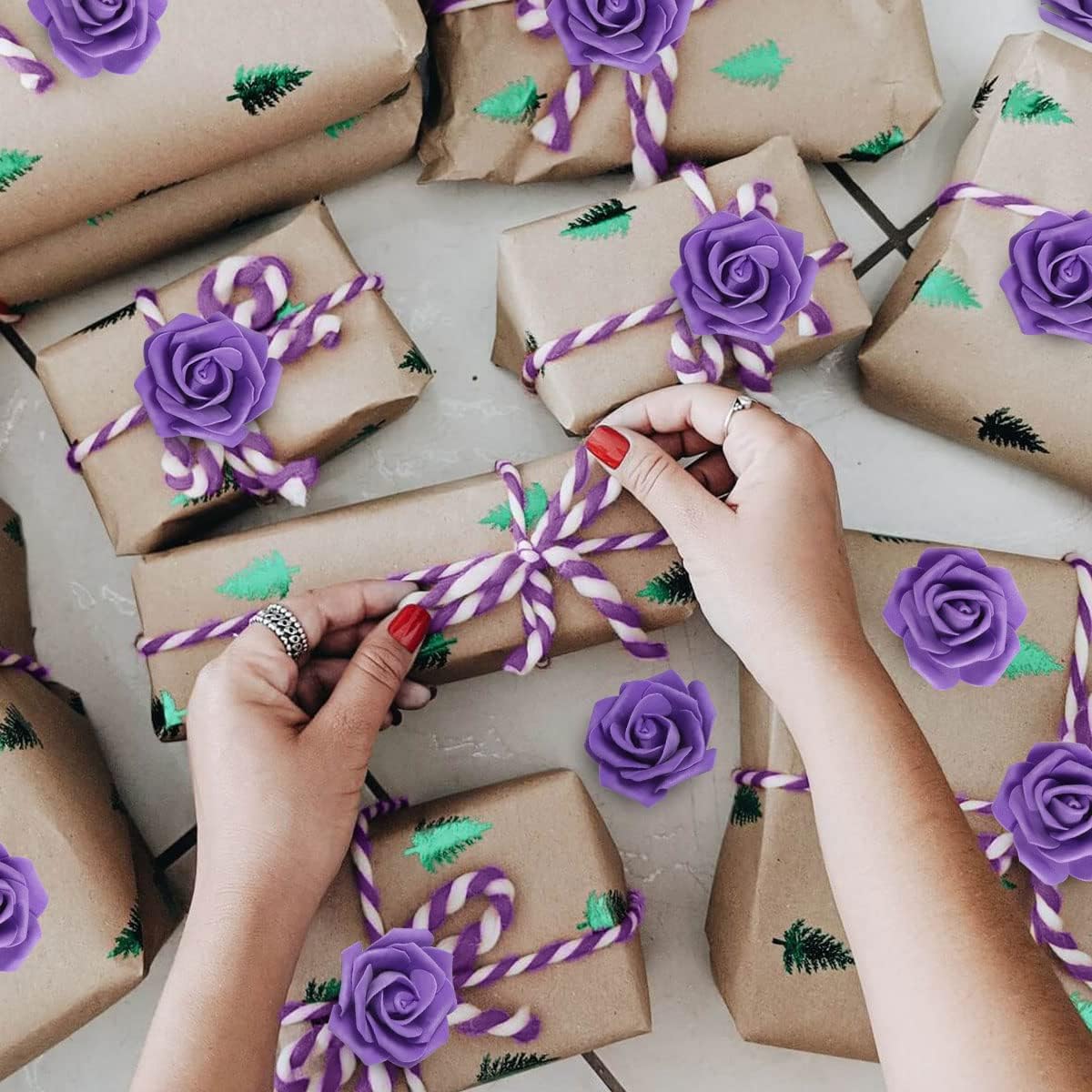 100Pcs Artificial Foam Roses Flowers Heads, 3in Stemless Lilac Foam Fake Flowers Bulk for Crafts, Wall Decorations, DIY Wedding Receptions, Bridal Shower, Faux Bouquets, Party Home Decor(Lilac)