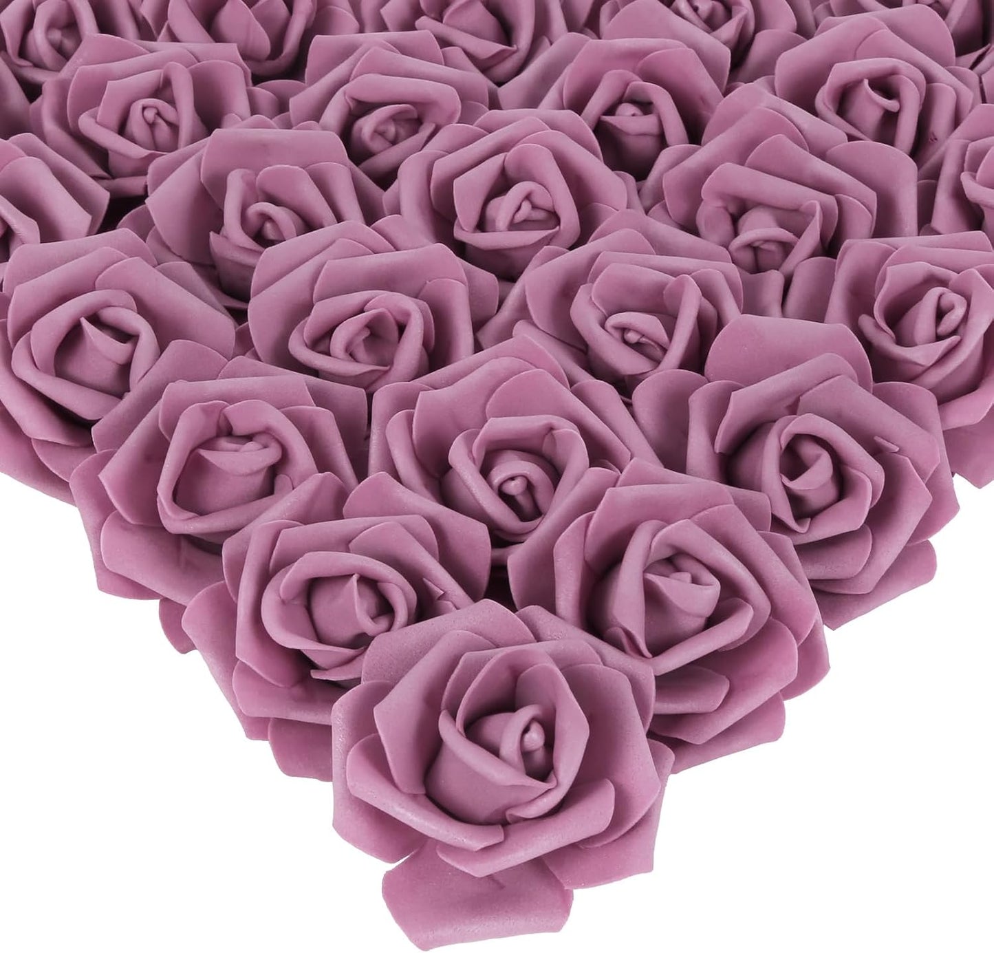 100Pcs Artificial Foam Roses Flowers Heads, 3in Stemless Lilac Foam Fake Flowers Bulk for Crafts, Wall Decorations, DIY Wedding Receptions, Bridal Shower, Faux Bouquets, Party Home Decor(Lilac)