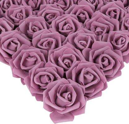 100Pcs Artificial Foam Roses Flowers Heads, 3in Stemless Lilac Foam Fake Flowers Bulk for Crafts, Wall Decorations, DIY Wedding Receptions, Bridal Shower, Faux Bouquets, Party Home Decor(Lilac)