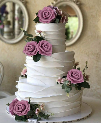 100Pcs Artificial Foam Roses Flowers Heads, 3in Stemless Lilac Foam Fake Flowers Bulk for Crafts, Wall Decorations, DIY Wedding Receptions, Bridal Shower, Faux Bouquets, Party Home Decor(Lilac)