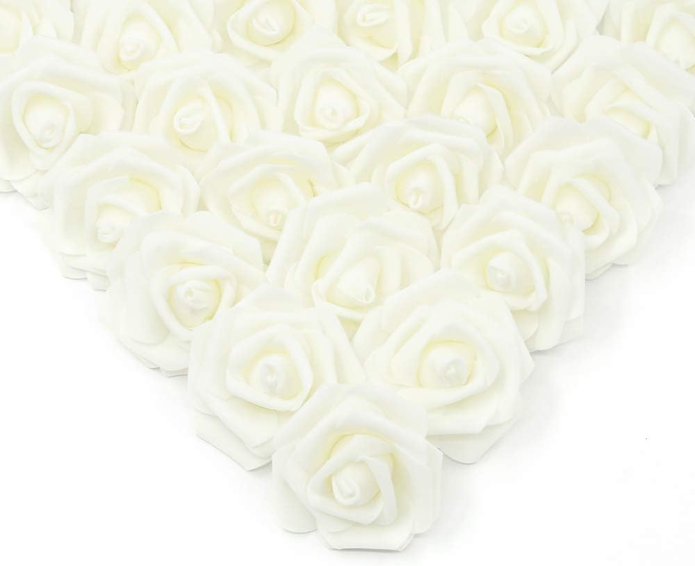 100Pcs Artificial Foam Roses Flowers Heads, 3in Stemless Lilac Foam Fake Flowers Bulk for Crafts, Wall Decorations, DIY Wedding Receptions, Bridal Shower, Faux Bouquets, Party Home Decor(Lilac)