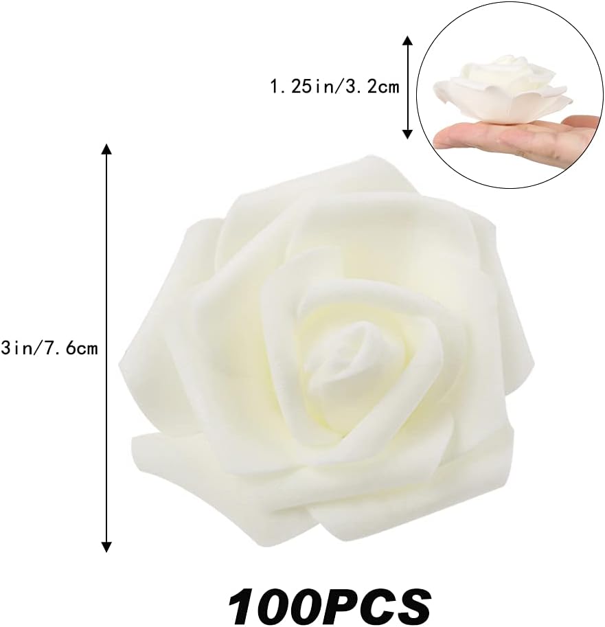 100Pcs Artificial Foam Roses Flowers Heads, 3in Stemless Lilac Foam Fake Flowers Bulk for Crafts, Wall Decorations, DIY Wedding Receptions, Bridal Shower, Faux Bouquets, Party Home Decor(Lilac)