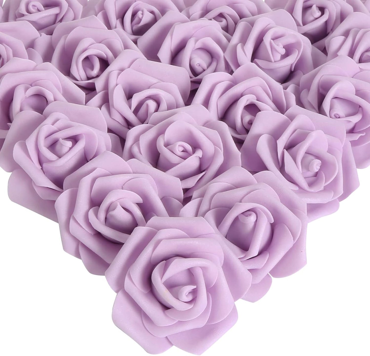 100Pcs Artificial Foam Roses Flowers Heads, 3in Stemless Lilac Foam Fake Flowers Bulk for Crafts, Wall Decorations, DIY Wedding Receptions, Bridal Shower, Faux Bouquets, Party Home Decor(Lilac)