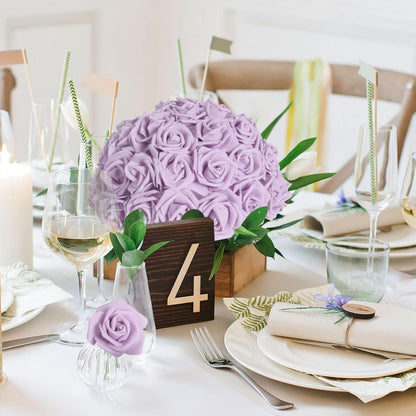 100Pcs Artificial Foam Roses Flowers Heads, 3in Stemless Lilac Foam Fake Flowers Bulk for Crafts, Wall Decorations, DIY Wedding Receptions, Bridal Shower, Faux Bouquets, Party Home Decor(Lilac)
