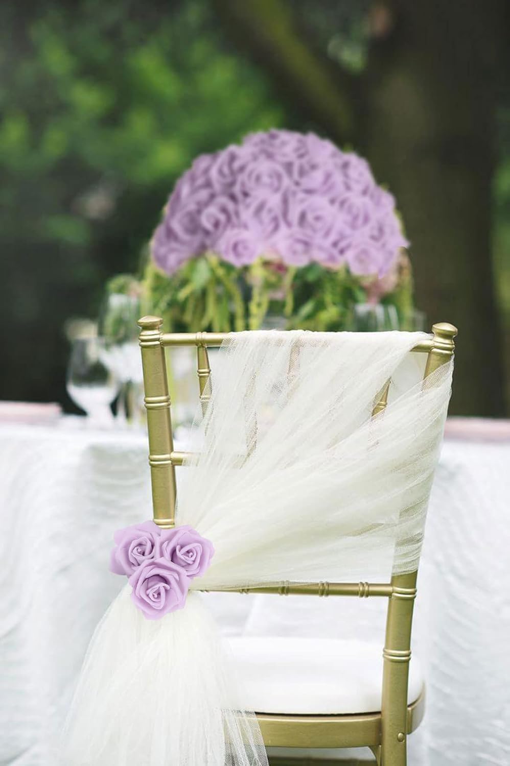 100Pcs Artificial Foam Roses Flowers Heads, 3in Stemless Lilac Foam Fake Flowers Bulk for Crafts, Wall Decorations, DIY Wedding Receptions, Bridal Shower, Faux Bouquets, Party Home Decor(Lilac)