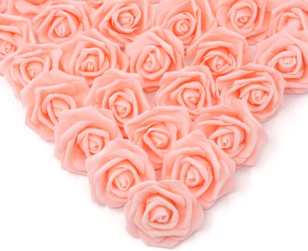 100Pcs Artificial Foam Roses Flowers Heads, 3in Stemless Lilac Foam Fake Flowers Bulk for Crafts, Wall Decorations, DIY Wedding Receptions, Bridal Shower, Faux Bouquets, Party Home Decor(Lilac)