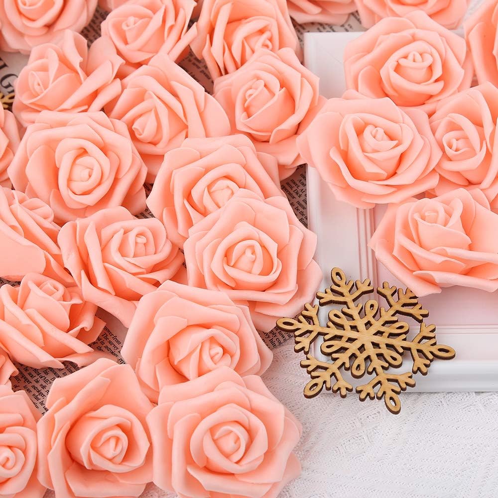 100Pcs Artificial Foam Roses Flowers Heads, 3in Stemless Lilac Foam Fake Flowers Bulk for Crafts, Wall Decorations, DIY Wedding Receptions, Bridal Shower, Faux Bouquets, Party Home Decor(Lilac)
