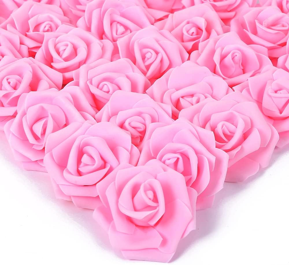 100Pcs Artificial Foam Roses Flowers Heads, 3in Stemless Lilac Foam Fake Flowers Bulk for Crafts, Wall Decorations, DIY Wedding Receptions, Bridal Shower, Faux Bouquets, Party Home Decor(Lilac)
