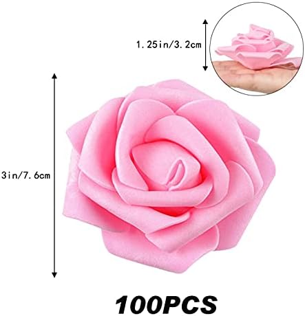 100Pcs Artificial Foam Roses Flowers Heads, 3in Stemless Lilac Foam Fake Flowers Bulk for Crafts, Wall Decorations, DIY Wedding Receptions, Bridal Shower, Faux Bouquets, Party Home Decor(Lilac)