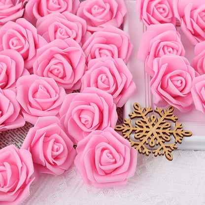 100Pcs Artificial Foam Roses Flowers Heads, 3in Stemless Lilac Foam Fake Flowers Bulk for Crafts, Wall Decorations, DIY Wedding Receptions, Bridal Shower, Faux Bouquets, Party Home Decor(Lilac)