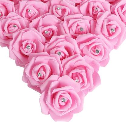 100Pcs Artificial Foam Roses Flowers Heads, 3in Stemless Lilac Foam Fake Flowers Bulk for Crafts, Wall Decorations, DIY Wedding Receptions, Bridal Shower, Faux Bouquets, Party Home Decor(Lilac)