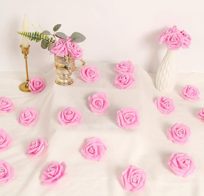 100Pcs Artificial Foam Roses Flowers Heads, 3in Stemless Lilac Foam Fake Flowers Bulk for Crafts, Wall Decorations, DIY Wedding Receptions, Bridal Shower, Faux Bouquets, Party Home Decor(Lilac)