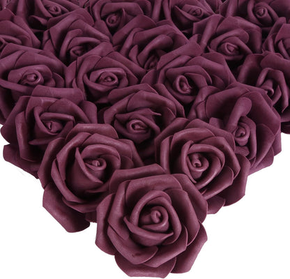 100Pcs Artificial Foam Roses Flowers Heads, 3in Stemless Lilac Foam Fake Flowers Bulk for Crafts, Wall Decorations, DIY Wedding Receptions, Bridal Shower, Faux Bouquets, Party Home Decor(Lilac)
