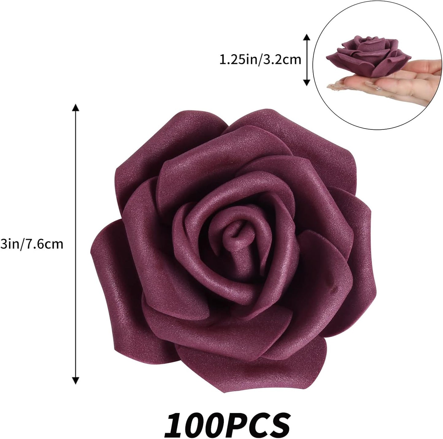 100Pcs Artificial Foam Roses Flowers Heads, 3in Stemless Lilac Foam Fake Flowers Bulk for Crafts, Wall Decorations, DIY Wedding Receptions, Bridal Shower, Faux Bouquets, Party Home Decor(Lilac)