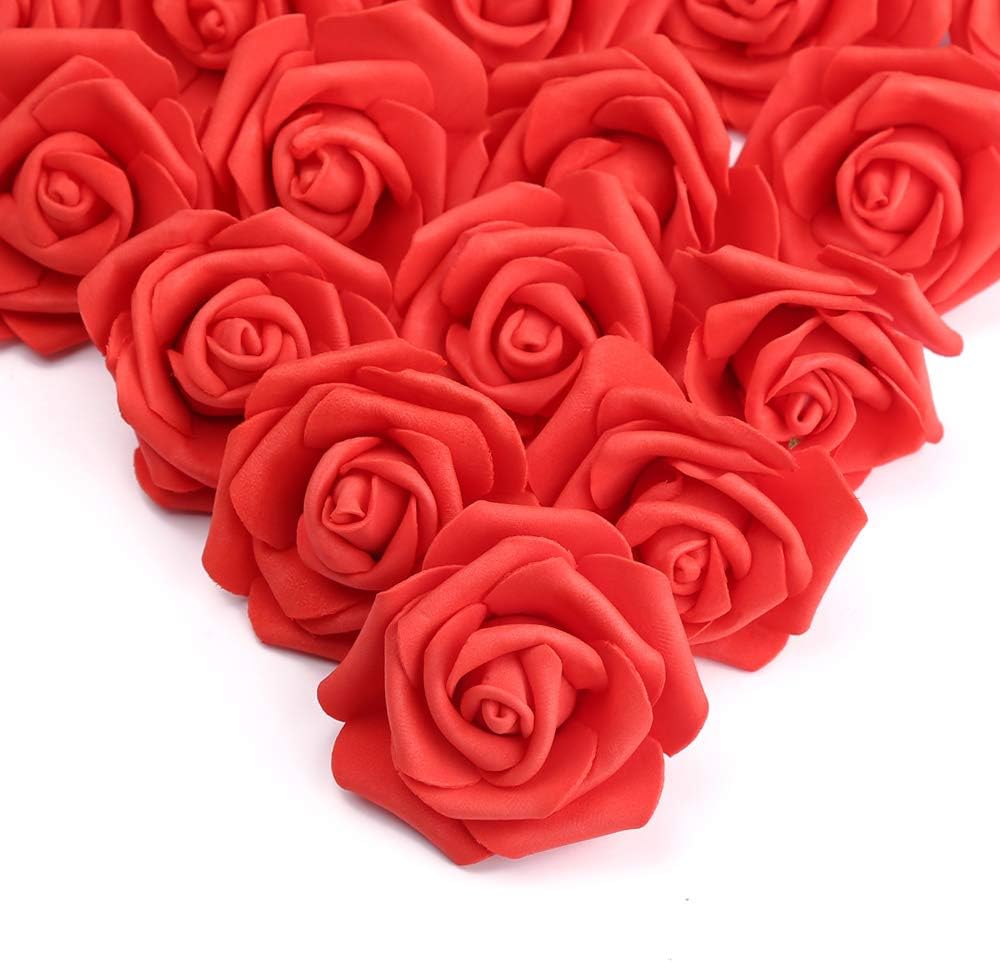 100Pcs Artificial Foam Roses Flowers Heads, 3in Stemless Lilac Foam Fake Flowers Bulk for Crafts, Wall Decorations, DIY Wedding Receptions, Bridal Shower, Faux Bouquets, Party Home Decor(Lilac)