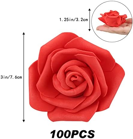 100Pcs Artificial Foam Roses Flowers Heads, 3in Stemless Lilac Foam Fake Flowers Bulk for Crafts, Wall Decorations, DIY Wedding Receptions, Bridal Shower, Faux Bouquets, Party Home Decor(Lilac)