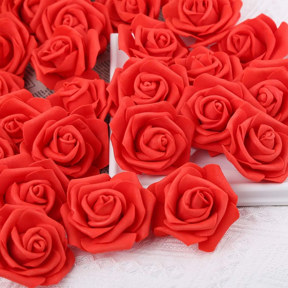 100Pcs Artificial Foam Roses Flowers Heads, 3in Stemless Lilac Foam Fake Flowers Bulk for Crafts, Wall Decorations, DIY Wedding Receptions, Bridal Shower, Faux Bouquets, Party Home Decor(Lilac)