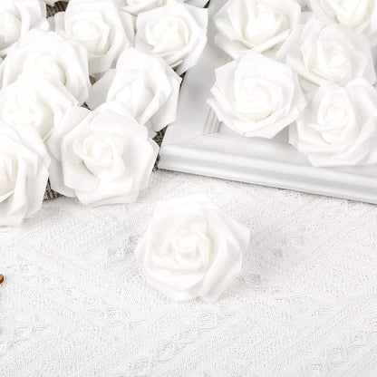 100Pcs Artificial Foam Roses Flowers Heads, 3in Stemless Lilac Foam Fake Flowers Bulk for Crafts, Wall Decorations, DIY Wedding Receptions, Bridal Shower, Faux Bouquets, Party Home Decor(Lilac)
